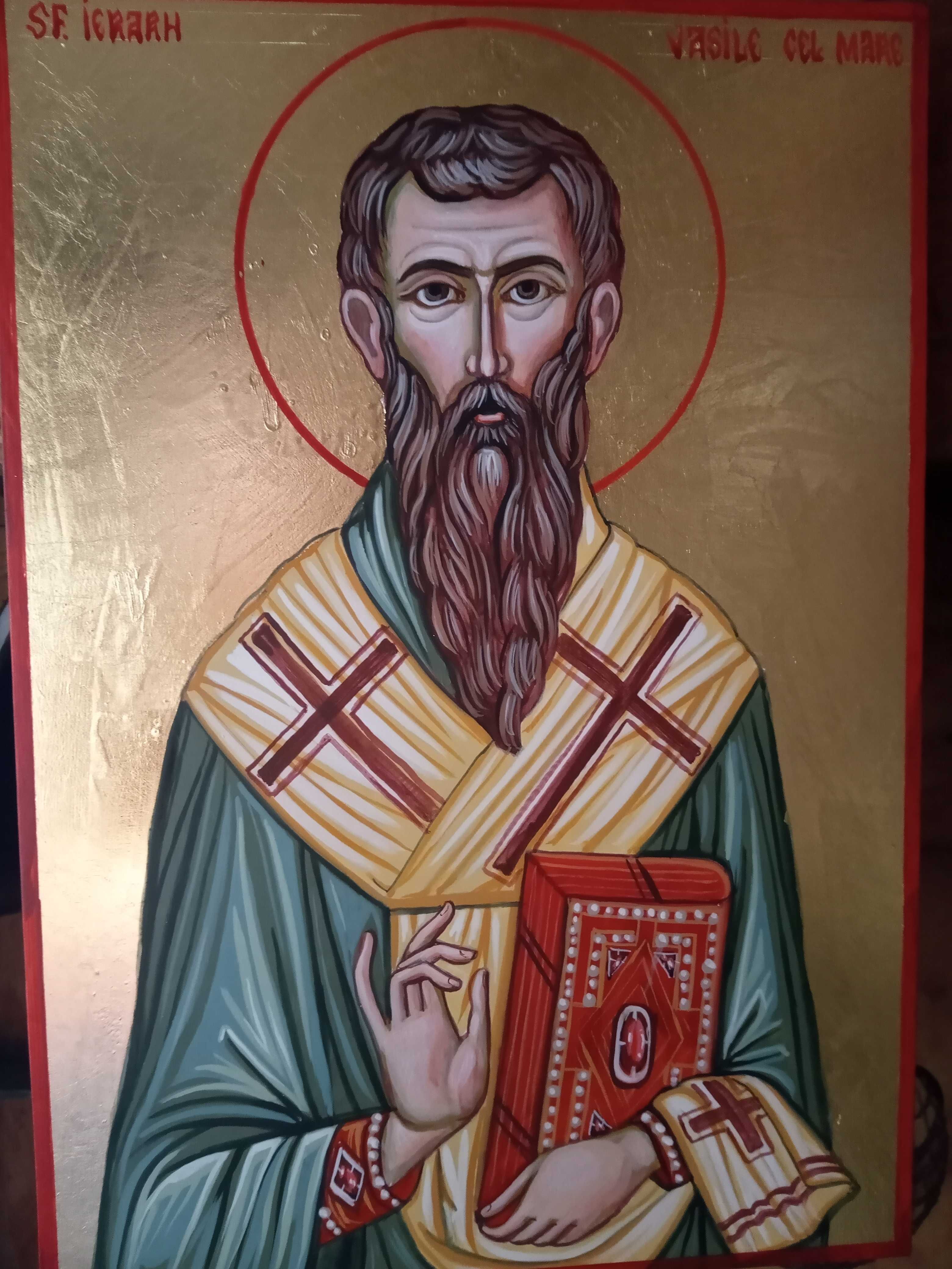 Sfântul Vasile cel Mare, icoana pictata manual 30cm/21cm comanda