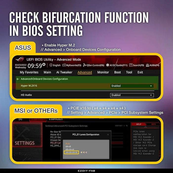 Placa expansiune 4 x M.2 NVMe EZDIY-FAB