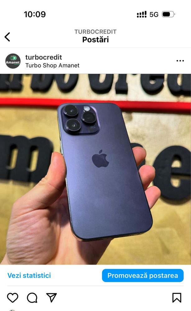 iPhone 14 Pro Deep Purple 256GB Baterie Noua Garantie