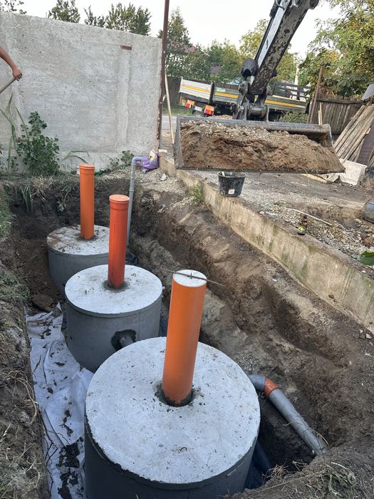 Montaj fose septice ecologice/ Sistem de drenaj/ Tuburi beton fose
