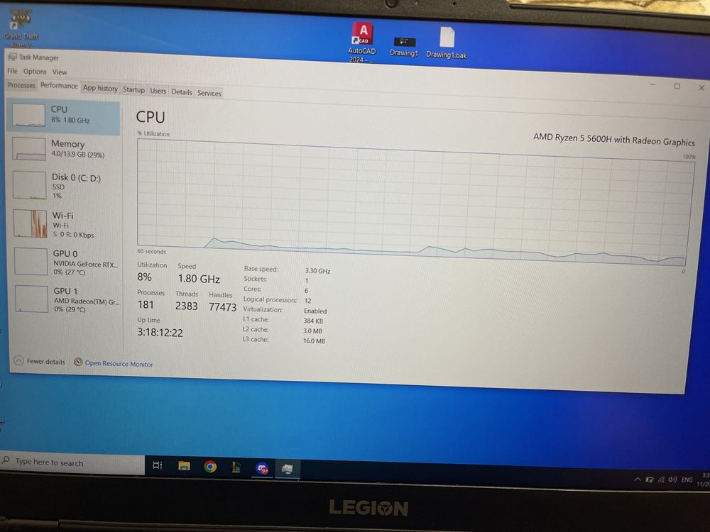 Lenovo Legion 5, 165hz, RTX 3060 6GB, AMD Ryzen 5 5600H 4.2 Ghz