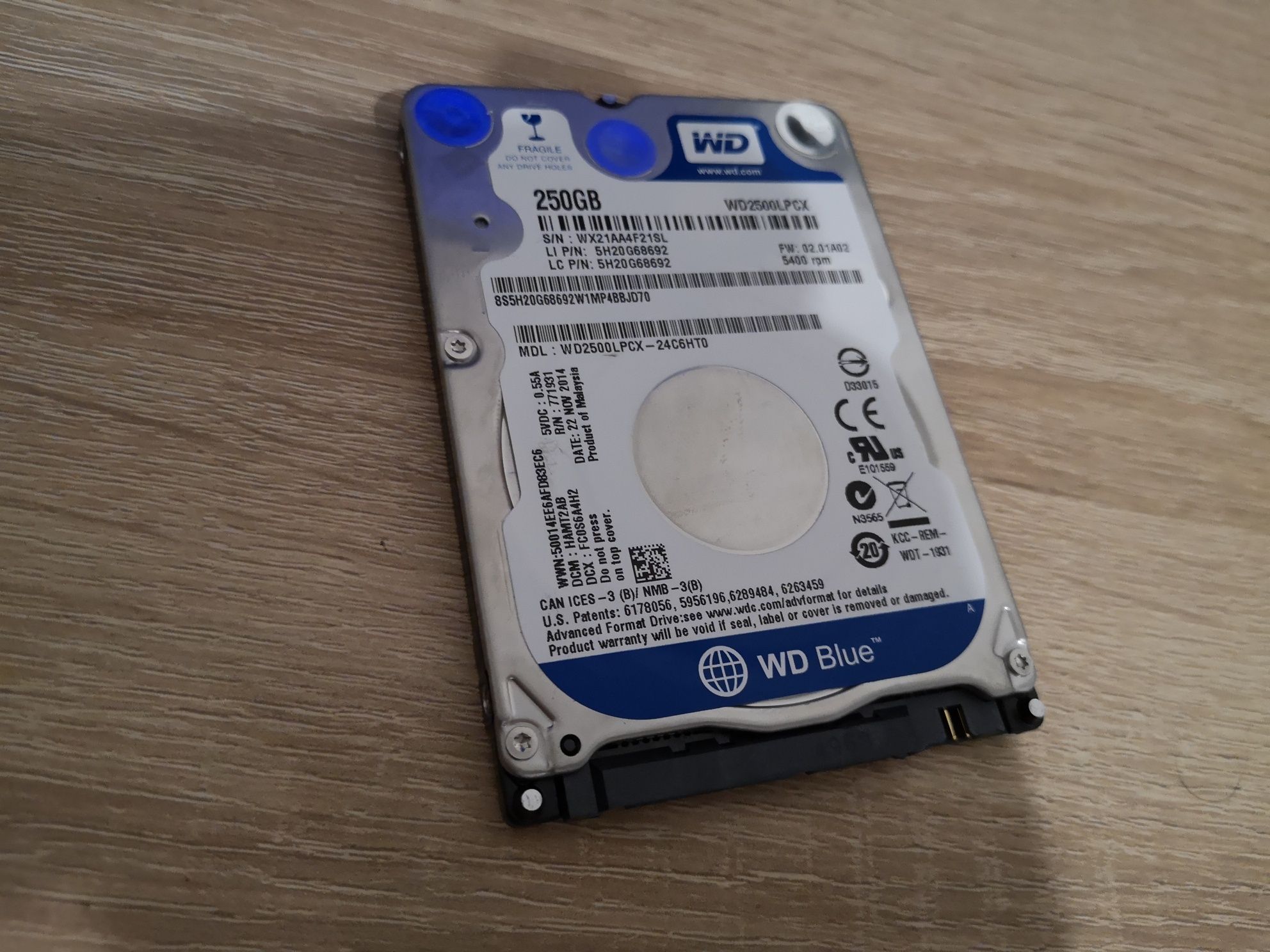 Hard Disk Laptop 250GB WesternDigital Slim 100%OK vezi test - HDD