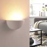 Lampă de perete din ipsos Lindby 9621319, albă, vopsibilă, DIY