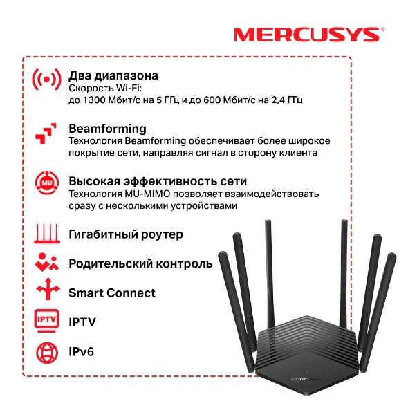 Router Mercusys MR50G Двухдиапазонный гигабитный Wi-Fi роутер оптика