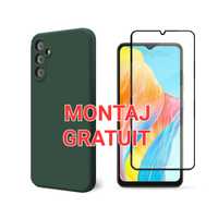 Set Samsung A55 - Husa cu interior catifelat + Folie de Sticla -Verde