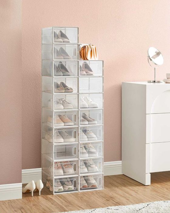 Set 18 cutii pantofi SONGMICS, stivuibile, transparente