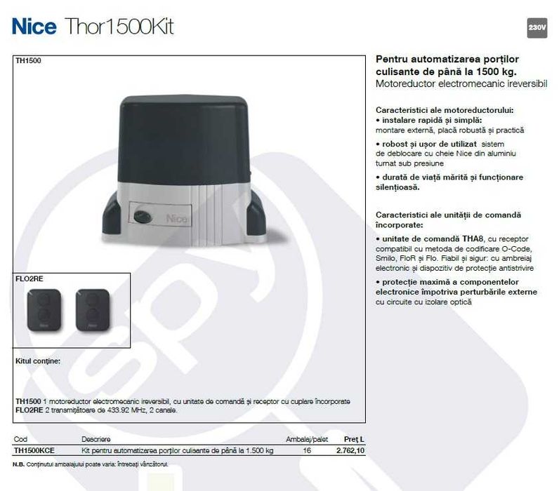 automatizare poarta - model NICE THOR 1500