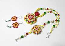Set in culori vesele, 3 piese, lucrat manual, popular, traditional