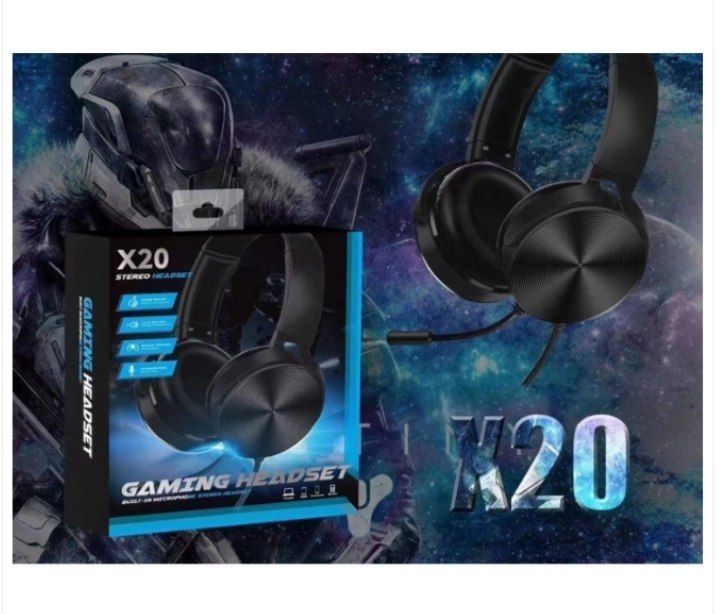 Headset cu Fir pentru Gaming cu microfon, multiplatforma X20