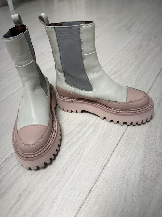 Кожени боти Chelsea с дебела подметка