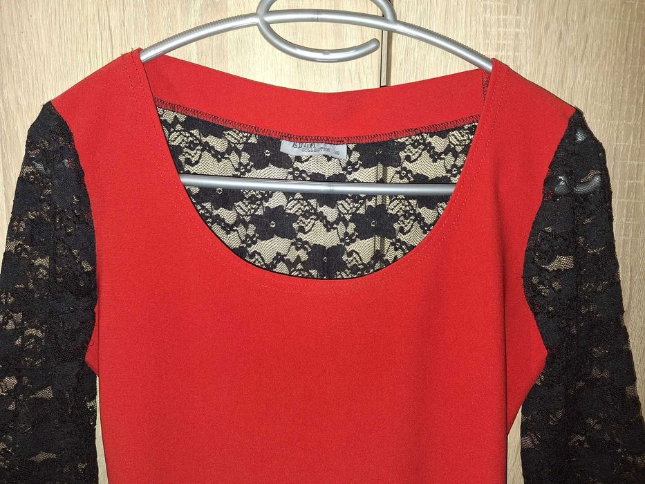 Rochie rosie cu dantela mar.S