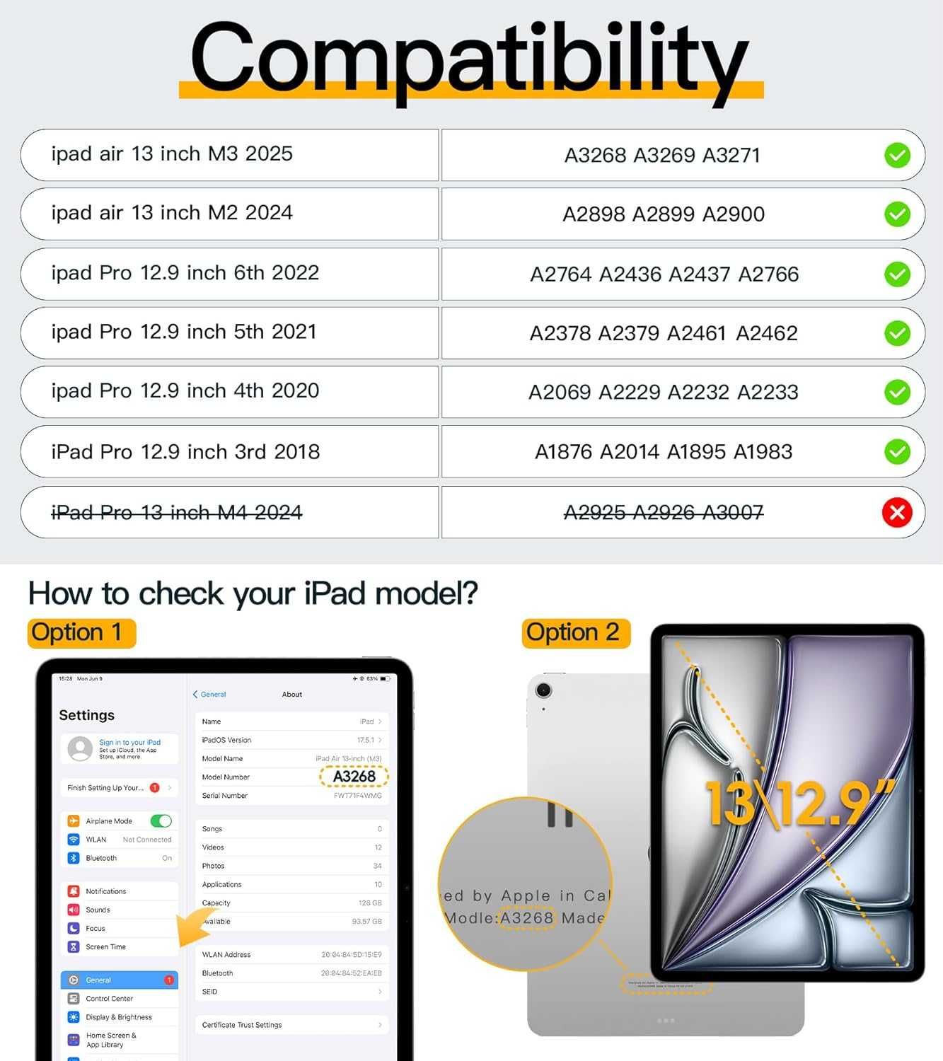 BRAECN калъф за iPad Air 13 инча 2025(M3)/2024(M2) и iPad Pro 12.9инча