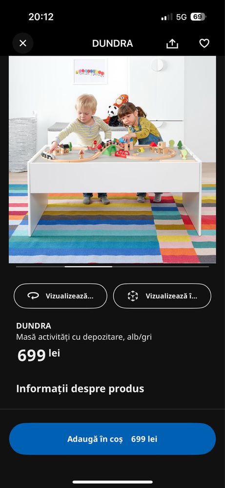 Masa copii Ikea Dundra + cadou puf