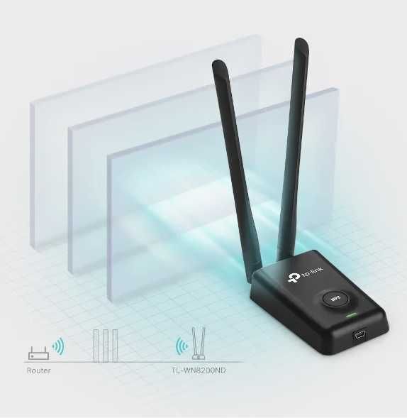 Мощный Вай-Фай USB-Адаптер TP-LINK TL-WN8200ND скорость до 300 Мбит/с