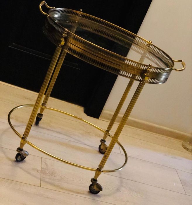 Mid century gheridon, bar, trolley cupru
