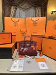 Geanta dama hermes birkin 35cm burgundy cu accesorii aurii cadou c:19