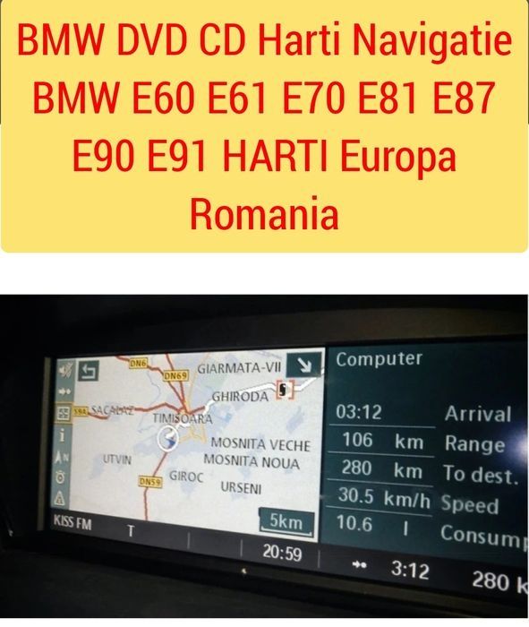 DVD Harti Navigatie BMW SERIA 1 3 5 6 X5 X6 EUROPA + ROMANIA 2025