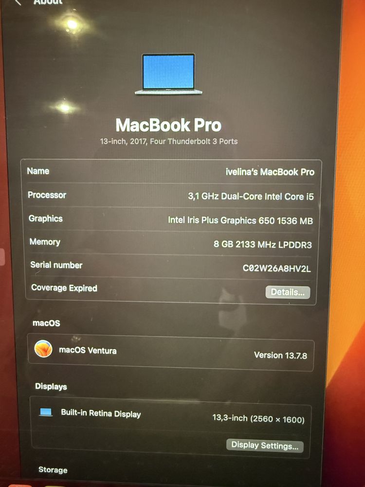 Macbook pro 13 2017