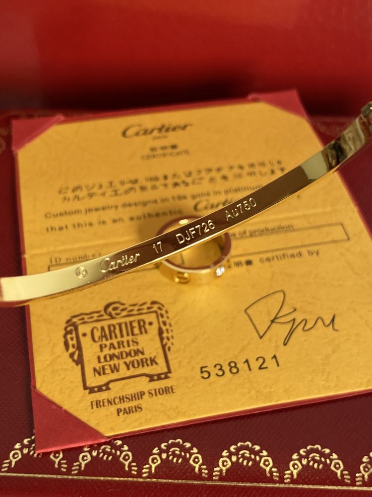 Brățară Cartier LOVE 17 Gold 750 Slim cu Diamante