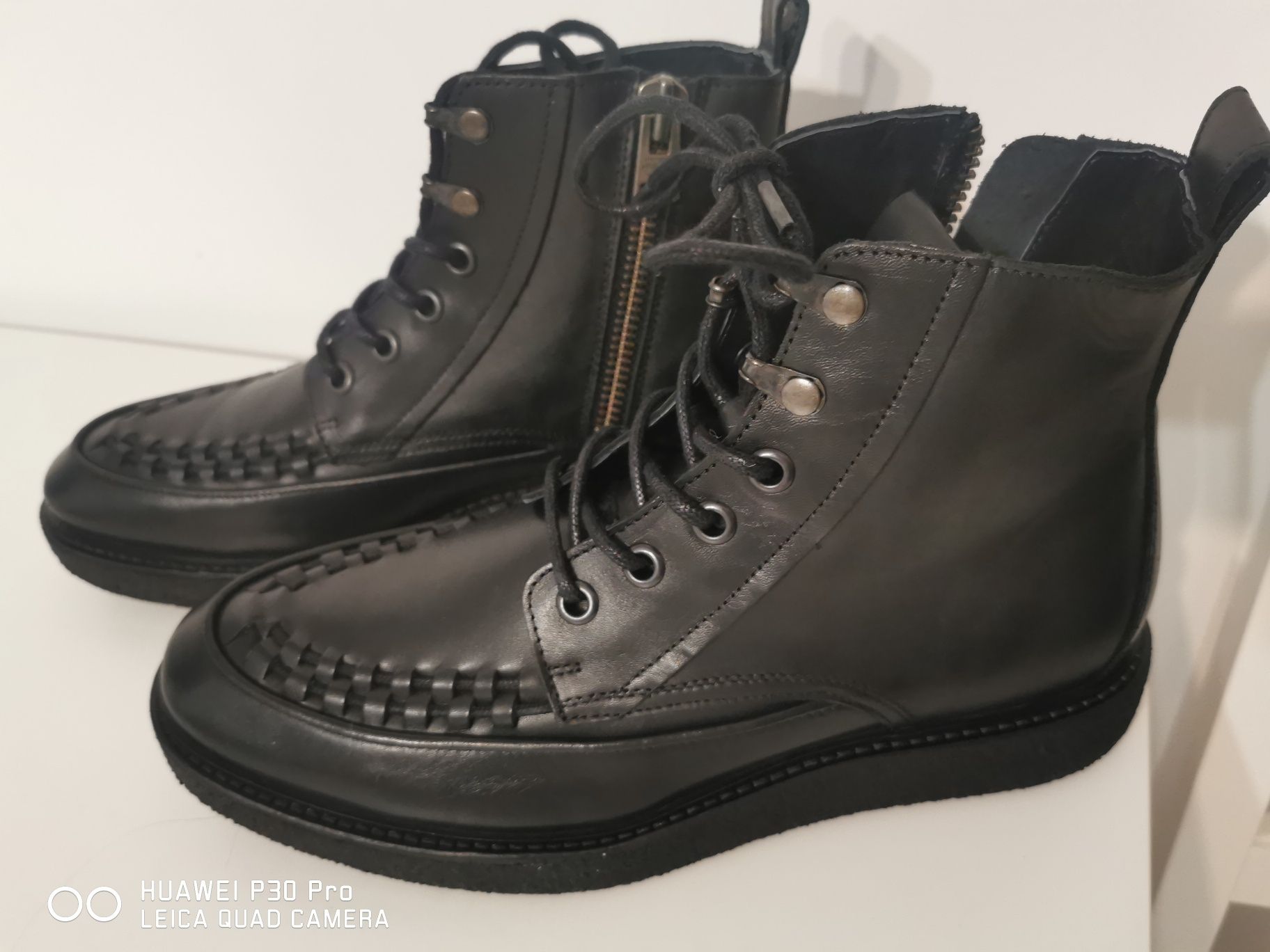 AllSaints Brigade Combat Boot Black Leather