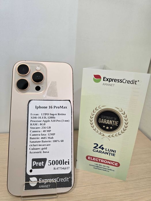 Iphone 16 Pro Max 256GB 68 incarcari (AG27 b.47754)-Garantie 2 ani