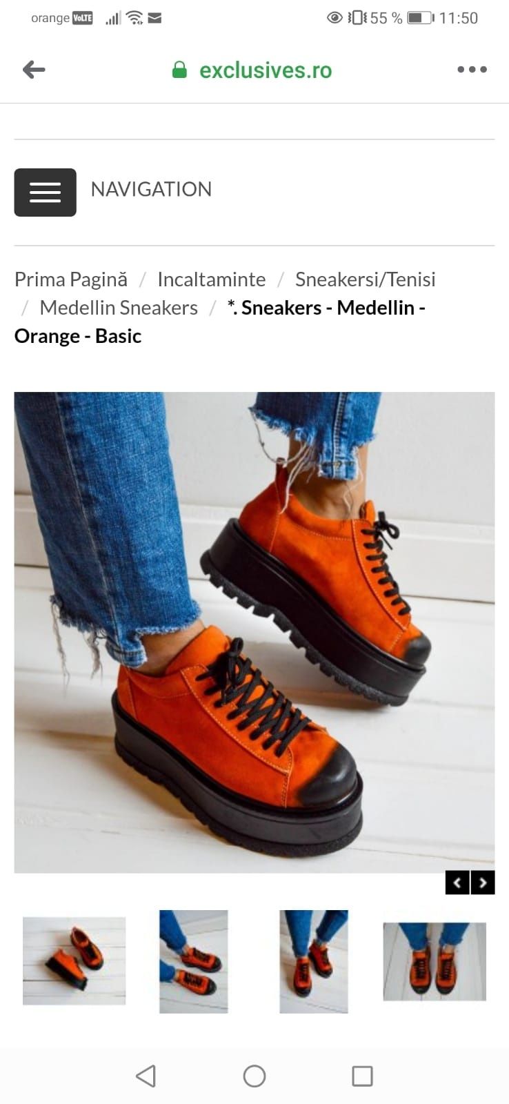 Sneakers Medellin Orange piele naturala