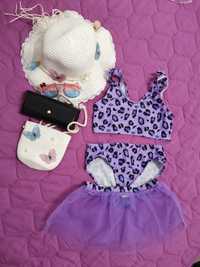 Set plajă 6 ani (nr 116) pălărie, gentuța, ochelari soare, costum baie