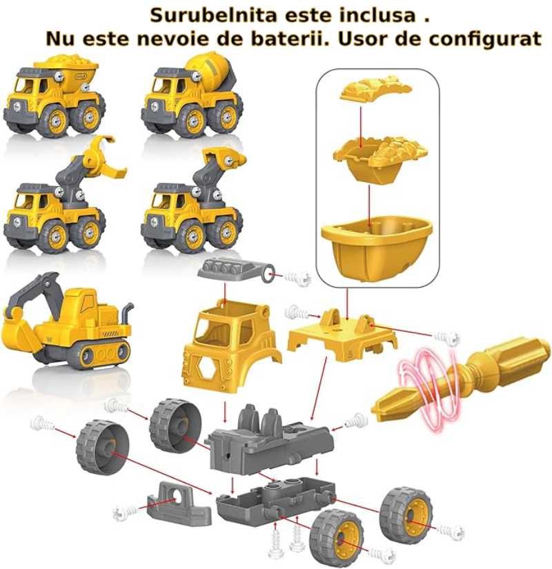 Robot transformabil format din 5 vehicule,sunete lumini si telecomanda