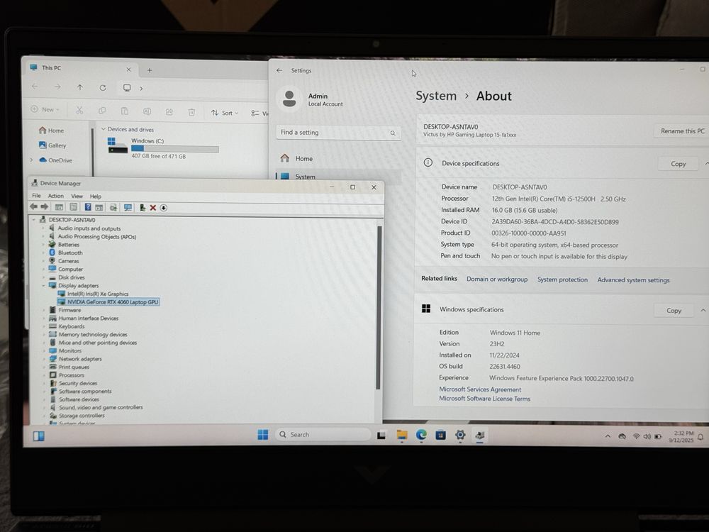15,6’FHD IPS 144Hz/RTX 4060 8GB/i5-12500H/Hp Victus/16GB DDR4/512GB