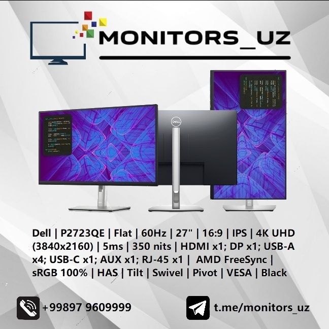 [NEW] монитор Dell P2723QE IPS 4K USB-C
