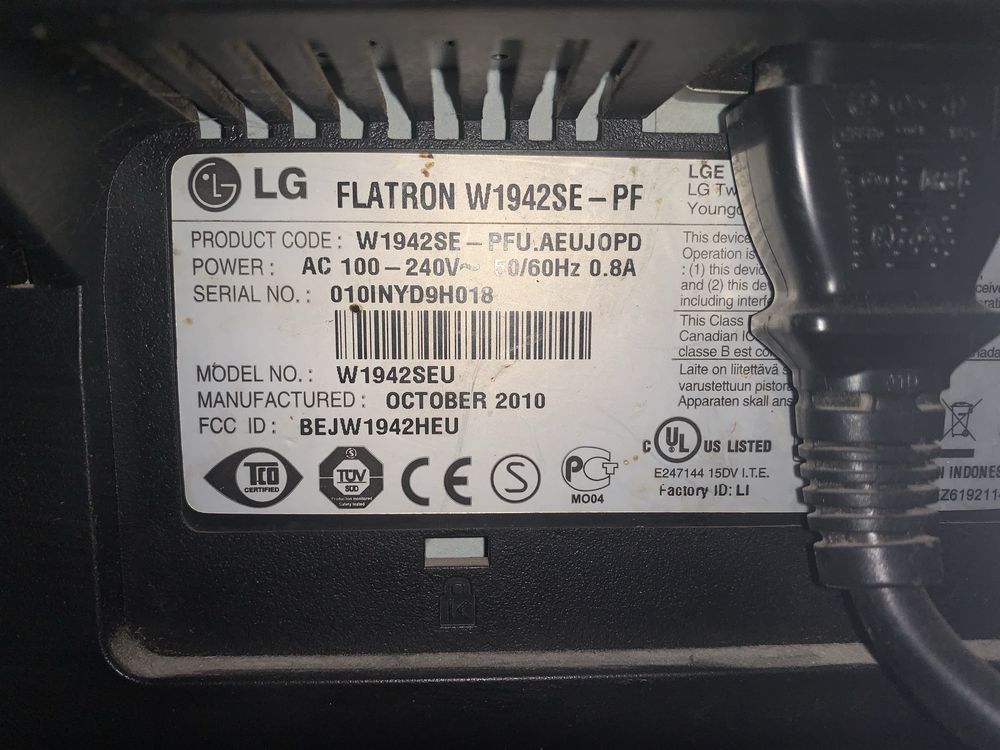 Продается монитор LG Flatron W1942SE 19” 75hz