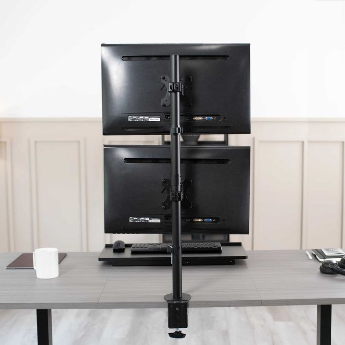 Регулируема стойка за два монитора, вертикално разположение