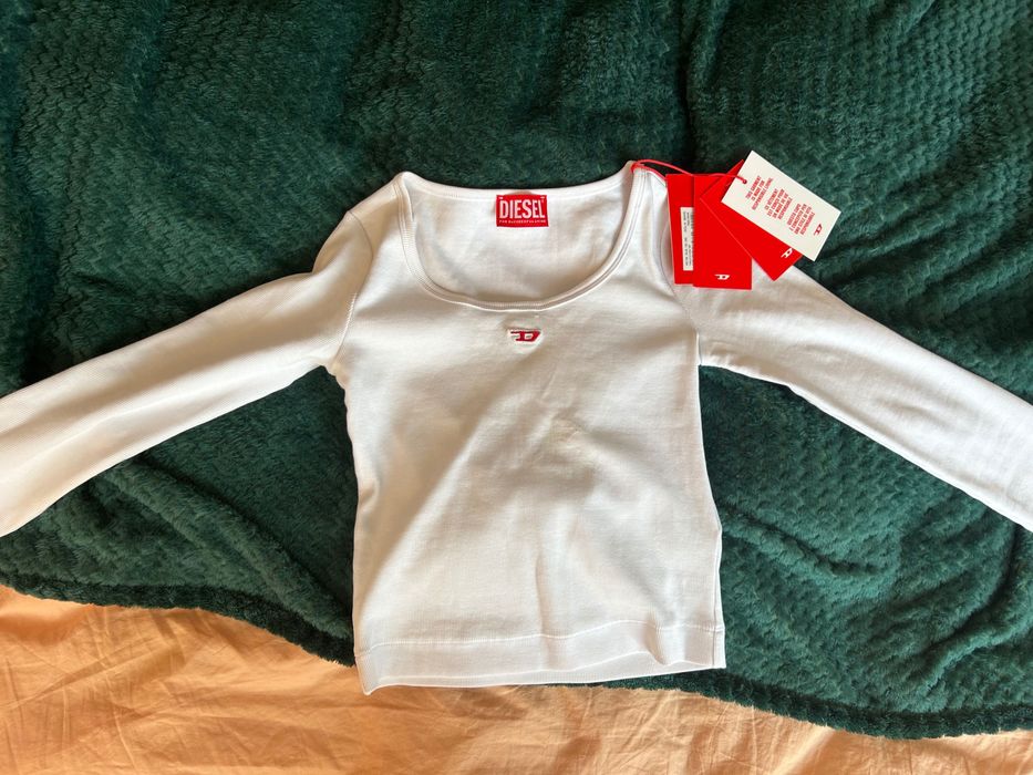 Diesel бяла блуза/топ с дълъг ръкав чисто нова, с етикет