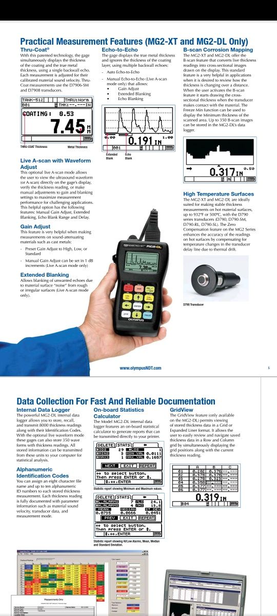 Olympus Panametrics MG2-XT (pentru măsurarea coroziunii interioare)