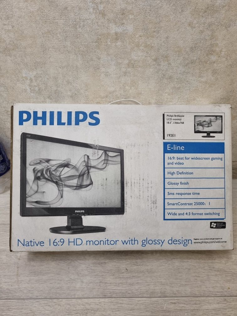 МОНИТОР 18.5" PHILIPS 192E1SB-62 черный, LCD, Wide, 1366x768, 5 ms, 17