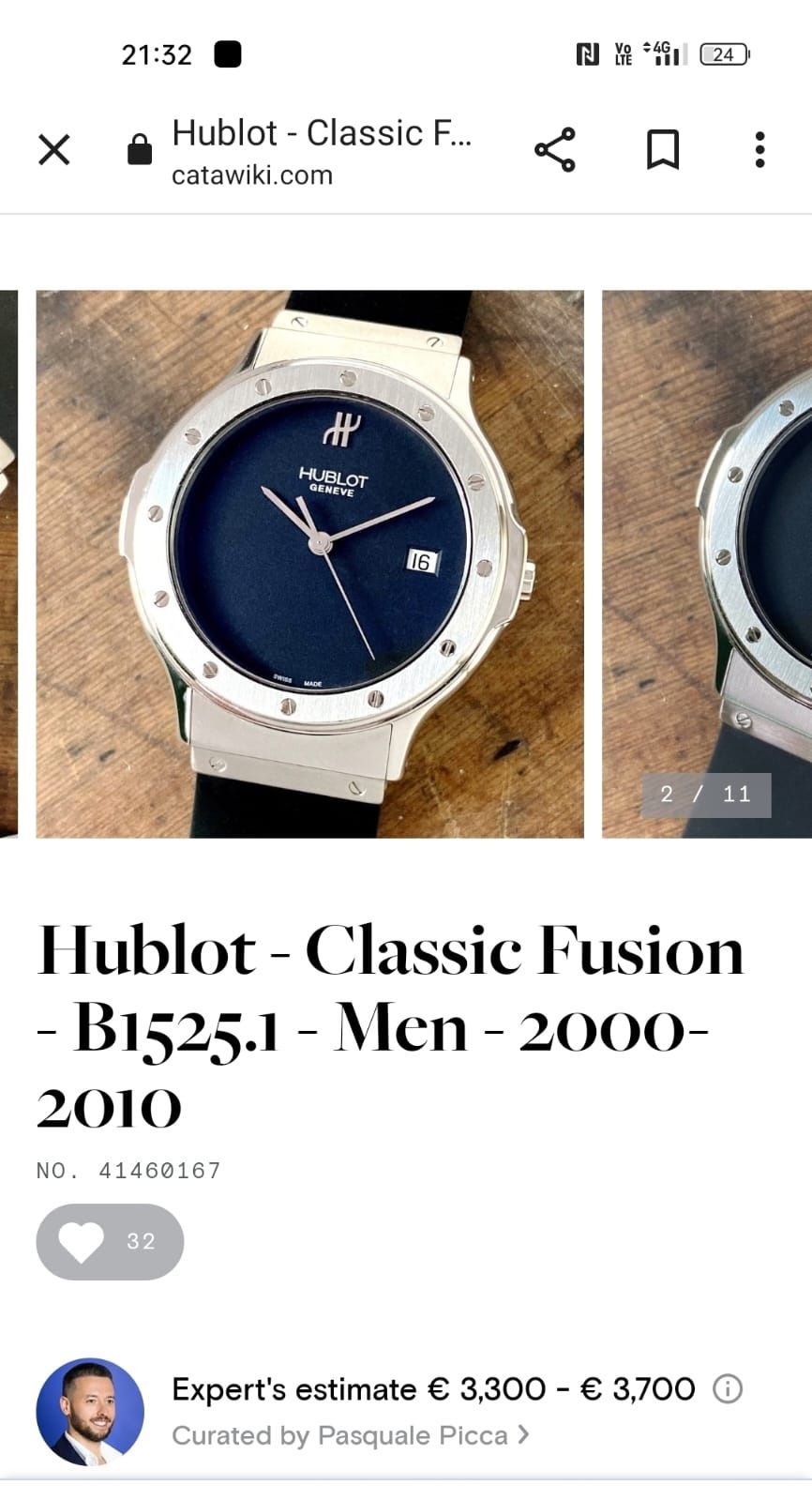HUBLOT Classic Fusion autentic B1525.1 cristal safir 36mm stare buna