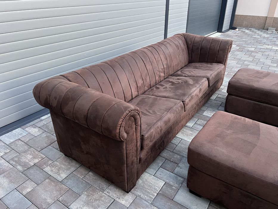 Canapea Sufragerie ~ Dormitor XXL tip Chesterfield +  2 x Taburet