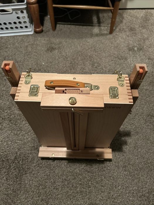 Sevalet/trepied portabil, lemn de fag, cu bretea, maner si sertar