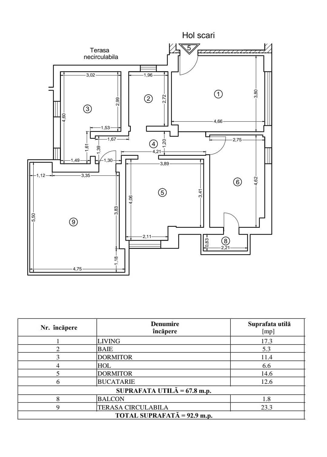 Apartament 3 Camere+Terasa 93mp de Vanzare Centru -OVIDIU- Constanta