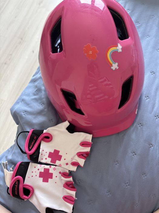 Casca ciclism BTWIN 500 + manusi BTWIN marime 4 ani