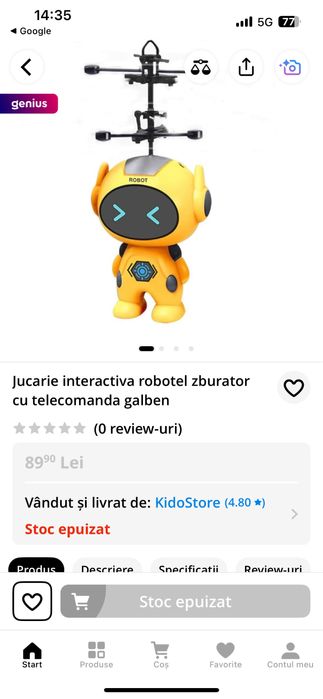 Elicopter zburator interactiv cu telecomanda