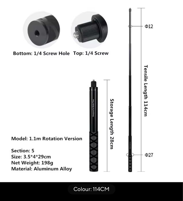 Selfie stick invizibil pentru camera Insta360 + suport auto