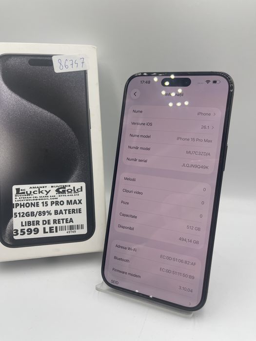 Iphone 15 Pro Max / 512Gb / 89% Bat #49749