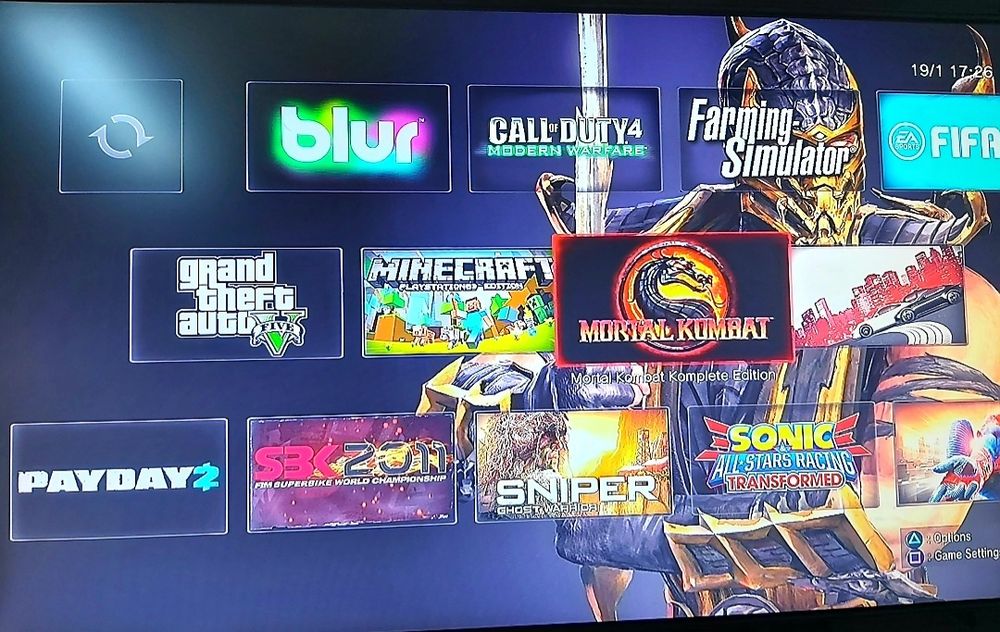 Ps3 slim fullbox fifa19 gta5 blur nfs minecraft m kombat farm spider