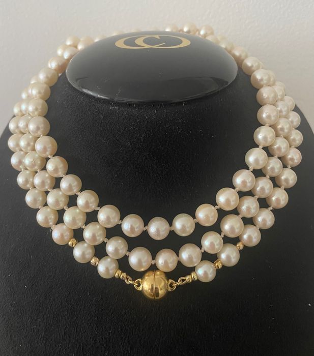 Огърлица  истински  перли сребро 925