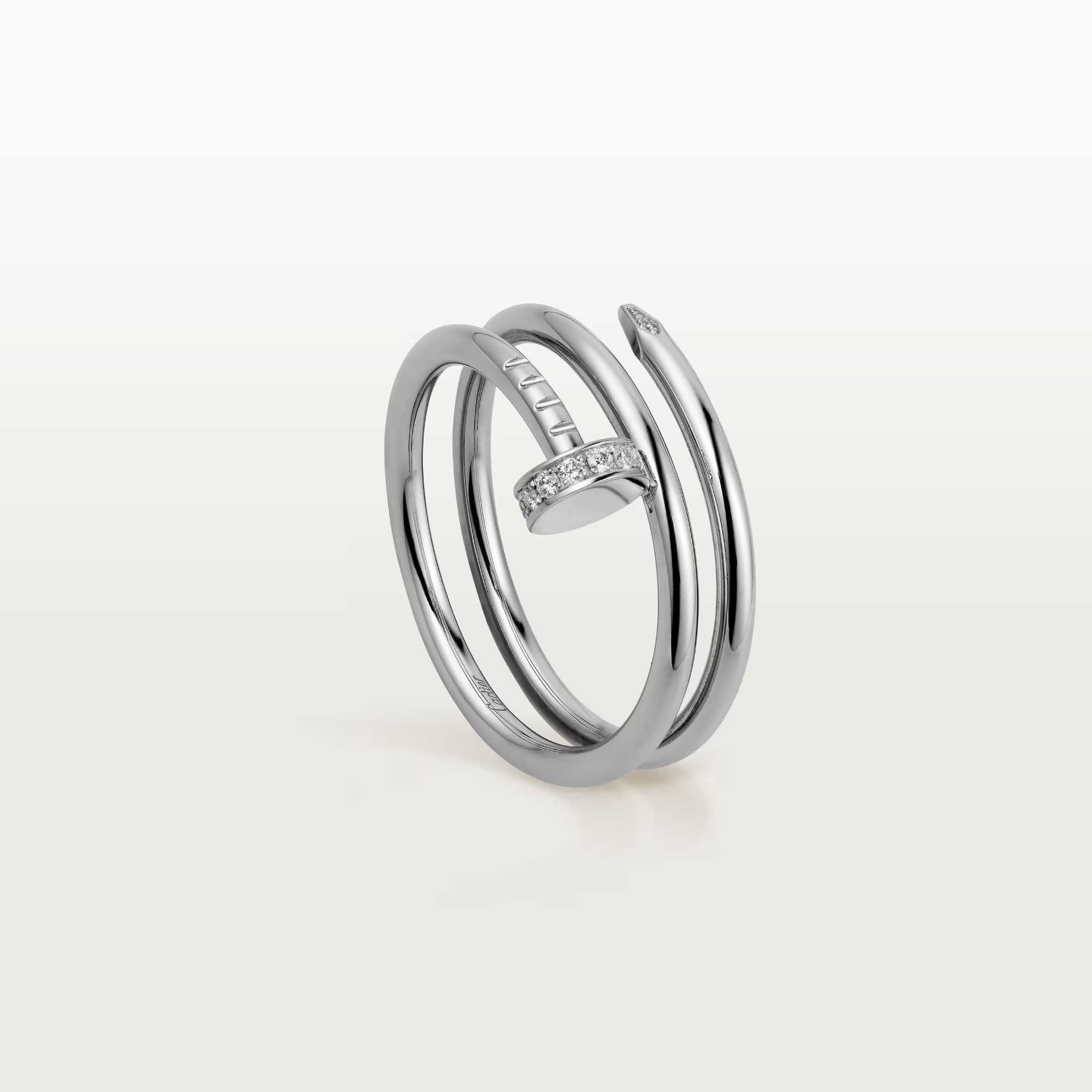 CARTIER Nail Juste un Clou Double White Gold Diamonds Пръстен Пирон