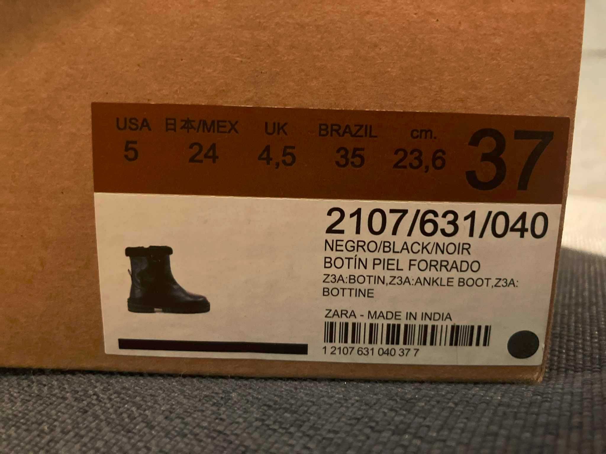 ZARA БОТИ  естествена кожа, чисто нови в кутия, номер  37