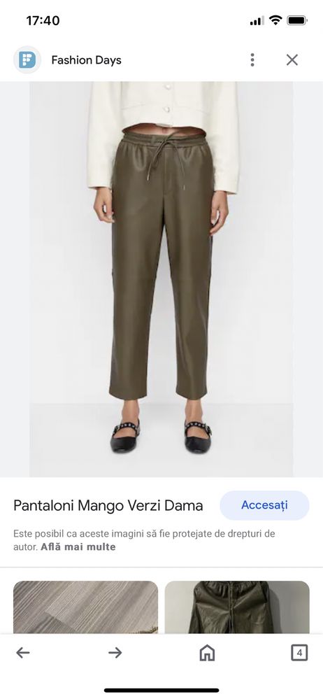 Pantaloni Mango piele Echo noi