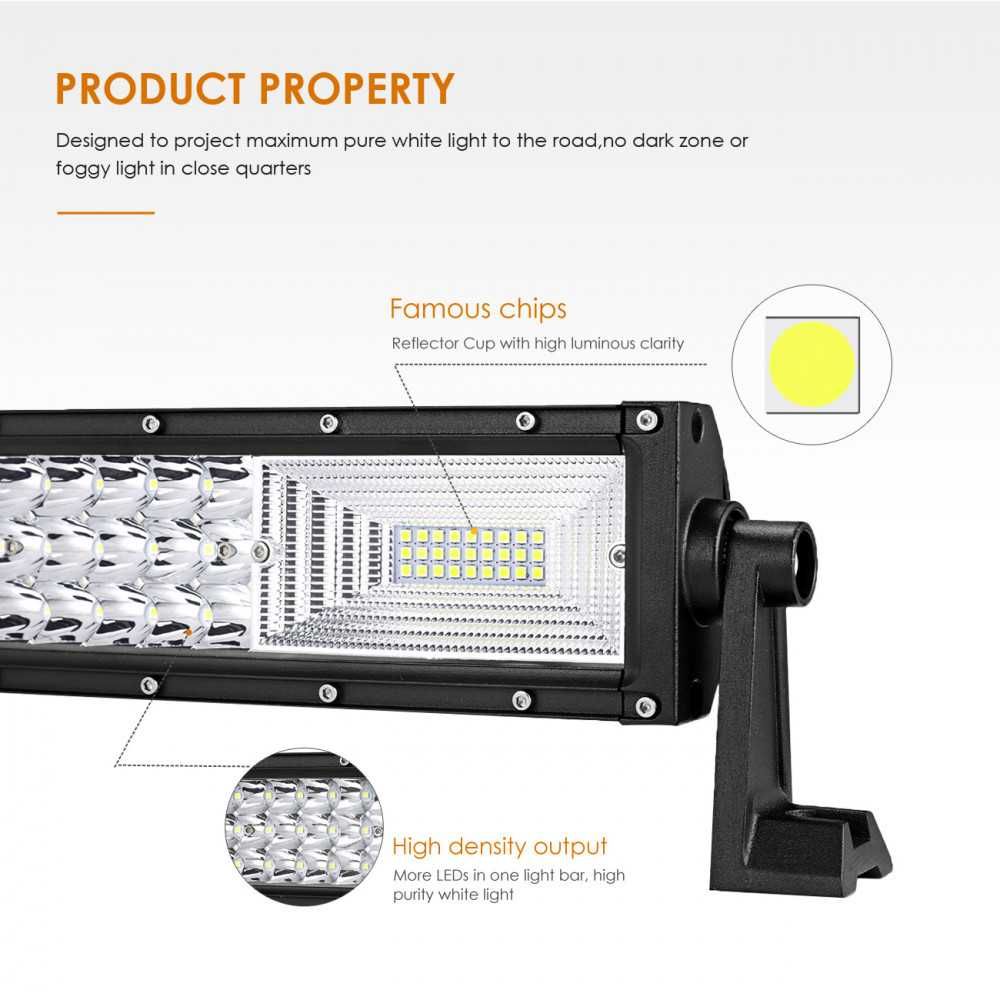 LED Bar Auto Curbat 702W, leduri pe 3 randuri, 12V-24V, 49140 Lumeni