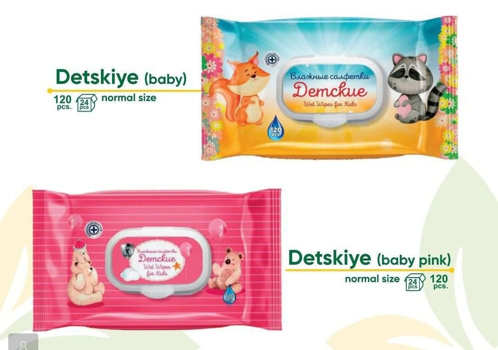 Nam salfetkalar.  Namligi xidi zor. Optim. Spirtsiz firmaniki.